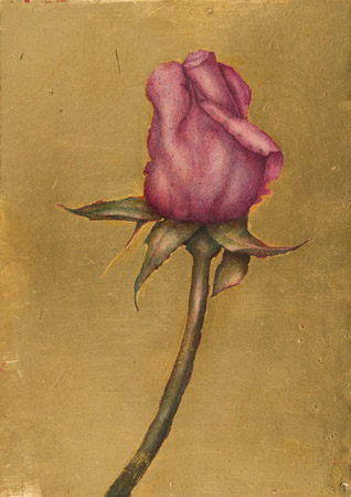 Rose - Mixed technique: pencil, pastel, gold leaf